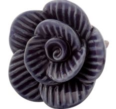 Purple Medium Rose Ceramic Cabinet Knob